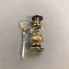 Load image into Gallery viewer, Blown Purple &amp; Gold Glass Egyptian Perfume Bottle (3&quot;)

