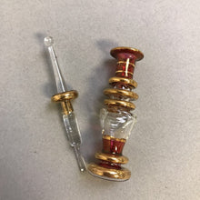Load image into Gallery viewer, Blown Red &amp; Gold Glass Egyptian Perfume Bottle (4.5&quot;)
