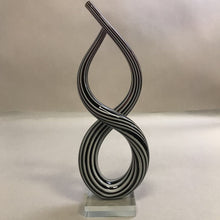Load image into Gallery viewer, Murano Glass Black &amp; White Twisted Column Art Glass Sculpture (13&quot;)(As Is)
