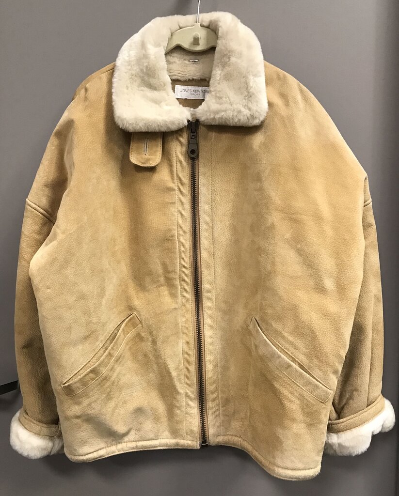 Ladies Jones New York Leather/ Acrylic Tan Jacket Size Small