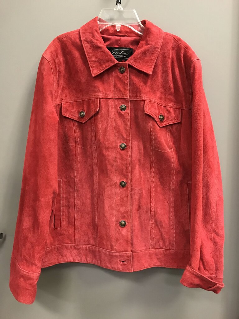 Terry Lewis Red Leather Button Up Jacket Size Large