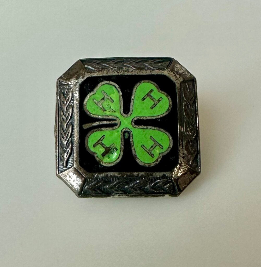 Vintage Sterling Enamel 4H Pin (0.5