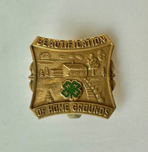 Load image into Gallery viewer, Vintage Goldtone Enamel 4H Beautification of Home Grounds Pin (0.5&quot;)
