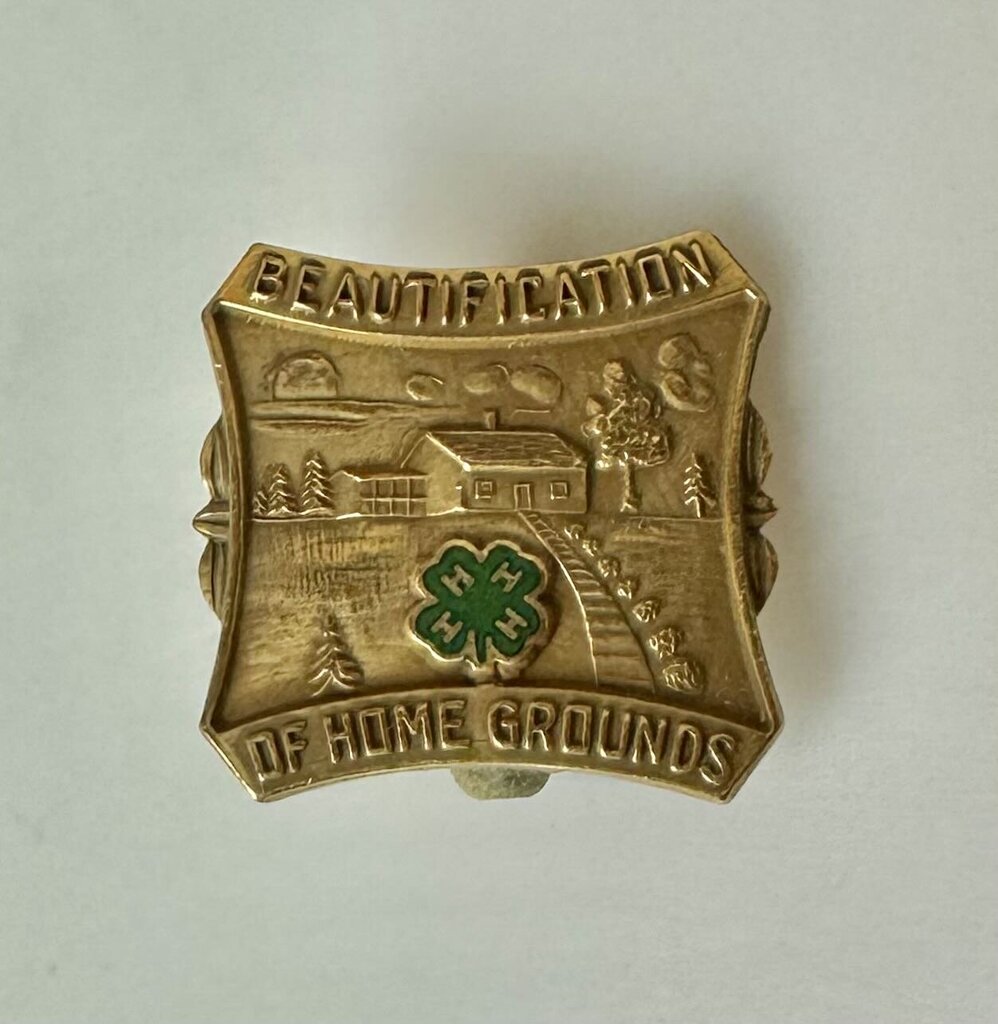 Vintage Goldtone Enamel 4H Beautification of Home Grounds Pin (0.5