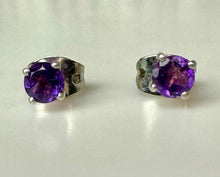 Load image into Gallery viewer, Sterling Amethyst Stud Earrings
