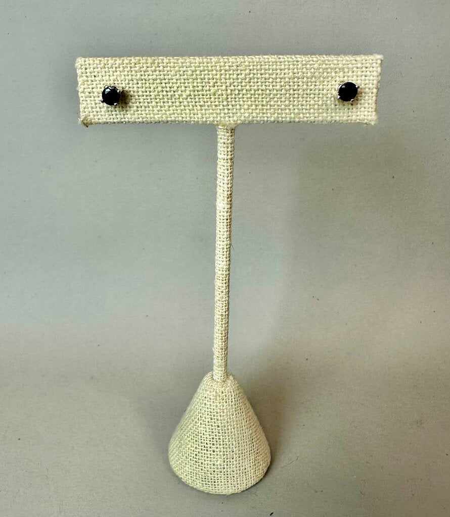 Sterling Black Tourmaline Stud Earrings