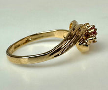 Load image into Gallery viewer, Gold Plated Sterling Ruby Diamond Ring sz 9
