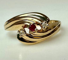 Load image into Gallery viewer, Gold Plated Sterling Ruby Diamond Ring sz 9
