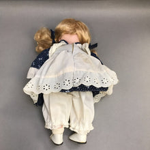 Load image into Gallery viewer, Porcelain Doll Blue &amp; White Dress (15")
