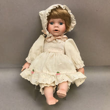 Load image into Gallery viewer, Porcelain Doll White Dress &amp; Bonnet (15")
