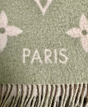 Load image into Gallery viewer, Louis Vuitton LV Reykjavik 100% Cashmere Gray/Pale Pink Logo Scarf Made in Scotland As-Is (17x69&quot;)
