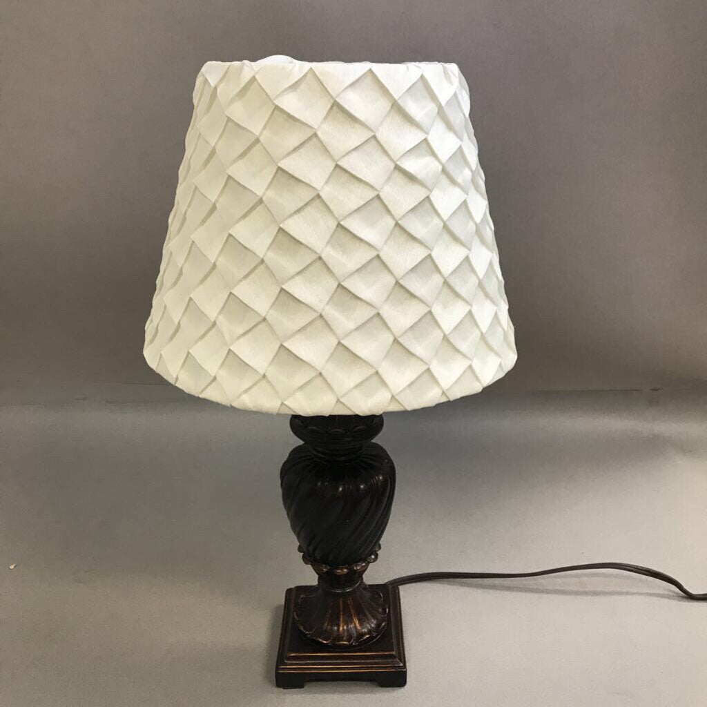 Brown Nightstand Lamp with White Shade (18