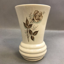 Load image into Gallery viewer, MCM McCoy Cream Ivory with Brown Rose Vase (8.5&quot;)(As Is)
