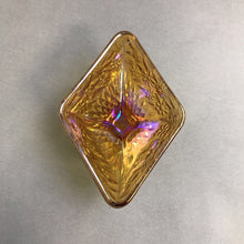 Load image into Gallery viewer, Vintage Indiana Carnival Glass Diamond Shaped Pedestal Dish Bowl - Amber Flowers (3x6x4)
