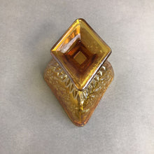 Load image into Gallery viewer, Vintage Indiana Carnival Glass Diamond Shaped Pedestal Dish Bowl - Amber Flowers (3x6x4)
