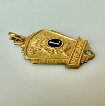Load image into Gallery viewer, Vintage Gold Filled CZ Accent Lions Club President Charm (1")
