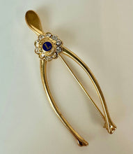 Load image into Gallery viewer, Vintage Lions Club Goldtone Rhinestone Enamel Wishbone Brooch Pin (2.5")
