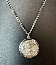Load image into Gallery viewer, Vintage Sterling St Michael Catholic Medal Charm on 24" Chain Necklace

