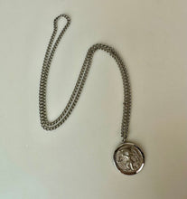 Load image into Gallery viewer, Vintage Sterling St Michael Catholic Medal Charm on 24" Chain Necklace
