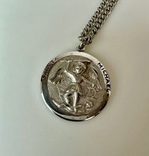 Load image into Gallery viewer, Vintage Sterling St Michael Catholic Medal Charm on 24" Chain Necklace
