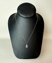 Load image into Gallery viewer, Vintage Anson Sterling Marquis Black Enamel Diamond Pendant on 17" Chain
