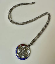 Load image into Gallery viewer, Vintage WWII Sterling Enamel St Christopher Medal Pendant on 24" Chain

