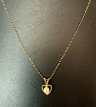 Load image into Gallery viewer, Vintage Gold Filled Pearl Heart Pendant on 18" Chain
