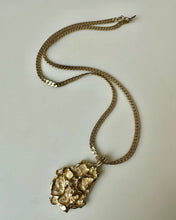 Load image into Gallery viewer, Vintage Faux Gold Nugget Pendant on 18" Goldtone Chain
