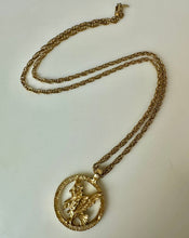 Load image into Gallery viewer, Vintage Sir Lancelot Goldtone Eagle Pendant on 23" Chain
