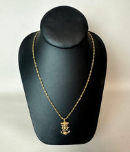 Load image into Gallery viewer, Vintage Goldtone Crucifix Anchor Pendant on 20" Chain
