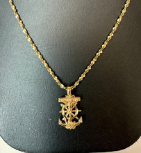 Load image into Gallery viewer, Vintage Goldtone Crucifix Anchor Pendant on 20" Chain
