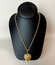 Load image into Gallery viewer, Vintage Goldtone Filligree Heart Pendant on 36" Chain
