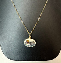 Load image into Gallery viewer, Vintage Grouse Perch Green Winged Teal Duck Etched Pendant on 30" Chain
