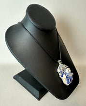 Load image into Gallery viewer, Upcycled Porcelain Beaded Wire Wrapped Pendant on Black Cord Necklace
