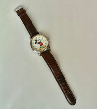 Load image into Gallery viewer, Vintage Mickey Mouse Ticking Hands Leather Band Wristwatch (As-Is, Running)
