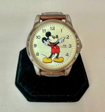 Load image into Gallery viewer, Vintage Mickey Mouse Ticking Hands Leather Band Wristwatch (As-Is, Running)
