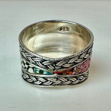 Load image into Gallery viewer, Sterling Millefiori Inlay Cigar Band Ring sz 9

