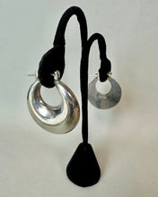 Load image into Gallery viewer, Vintage Mexican Sterling Puffed Hoop Earrings Signed (1.5")
