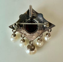 Load image into Gallery viewer, Boma Sterling Garnet Pearl Enhancer Pendant Brooch Pin (1.5")
