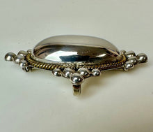 Load image into Gallery viewer, Vintage Mexican Sterling Domed Oval Brass Rope Detail Pendant Brooch Pin Signed (2.5")
