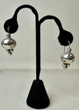Load image into Gallery viewer, Mexican Sterling Domed Drop French Wire Earrings Signed (1.75")
