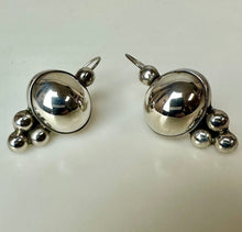 Load image into Gallery viewer, Mexican Sterling Domed Drop French Wire Earrings Signed (1.75")
