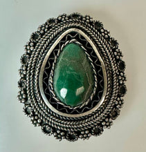 Load image into Gallery viewer, Vintage Israeli Sterling Eilat Stone Pendant Brooch Pin (1.25")
