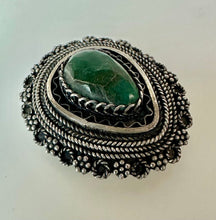 Load image into Gallery viewer, Vintage Israeli Sterling Eilat Stone Pendant Brooch Pin (1.25")
