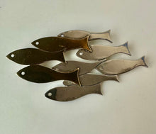 Load image into Gallery viewer, Vintage Mexican Sterling Brass School of Fish Brooch Pin (3.25")
