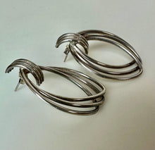 Load image into Gallery viewer, Sterling Interlocking Triple Hoop Drop Earrings (1.75")
