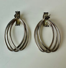 Load image into Gallery viewer, Sterling Interlocking Triple Hoop Drop Earrings (1.75")
