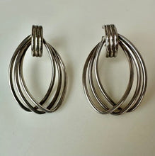 Load image into Gallery viewer, Sterling Interlocking Triple Hoop Drop Earrings (1.75")
