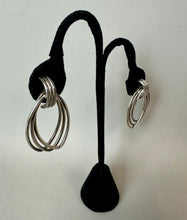 Load image into Gallery viewer, Sterling Interlocking Triple Hoop Drop Earrings (1.75")
