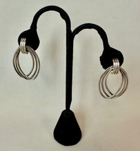 Load image into Gallery viewer, Sterling Interlocking Triple Hoop Drop Earrings (1.75")

